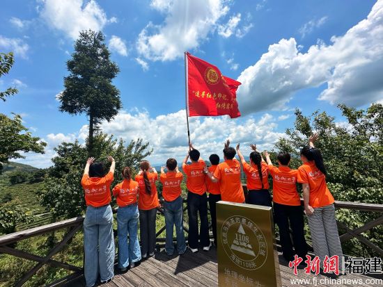 图为实践队成员在大田县屏山乡参观茶天下景区。