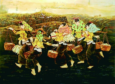 苏国伟漆画作品《满载而归》